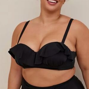 NWT! Torrid Black Ruffle Underwire Bikini Top Multiway Swim Plus Size 1x D DD